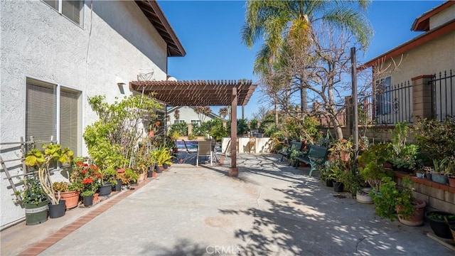 view of patio / terrace featuring a pergola