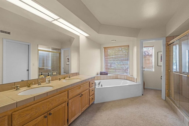 2842 Fonts Point Dr, Borrego Springs, CA 92004 - full bath with a stall shower, double vanity, and a garden tub