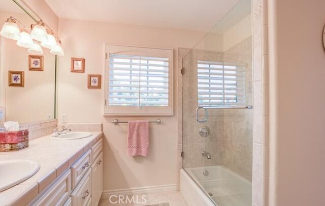 2034 Virazon Dr, La Habra Heights, CA 90631 - full bathroom with bath / shower combo with glass door and double vanity