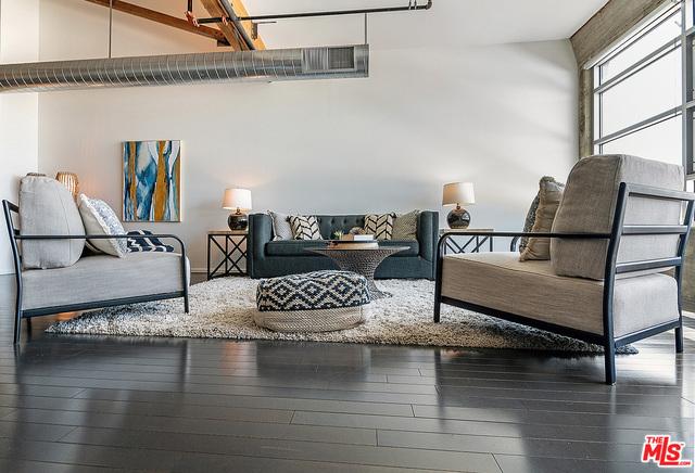 living room with hardwood / wood-style floors