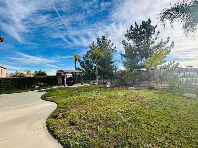 view of yard with a gazebo and a patio