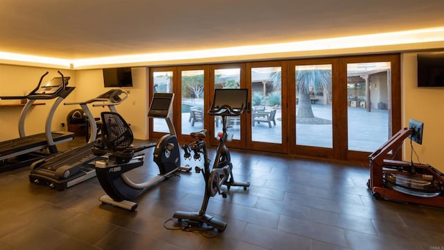 workout area with french doors