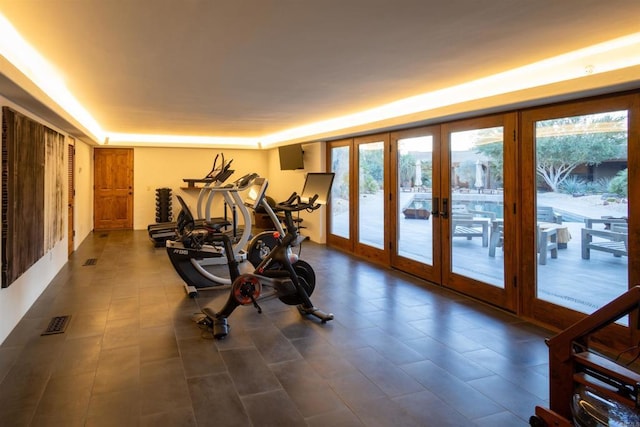 exercise area with french doors