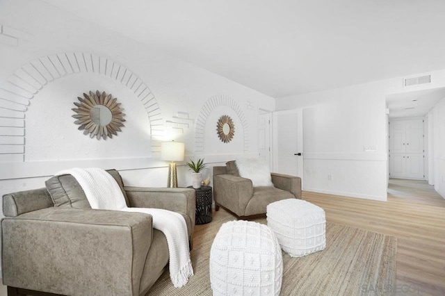 living room featuring light hardwood / wood-style floors