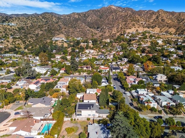 aerial view with a mountain view