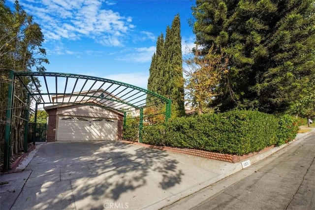 exterior space featuring a garage