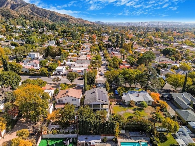 bird's eye view with a mountain view