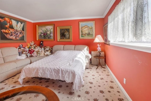 bedroom with ornamental molding