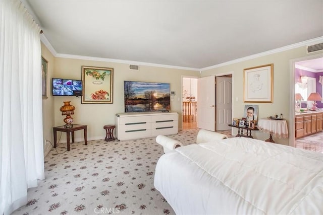 bedroom with ornamental molding