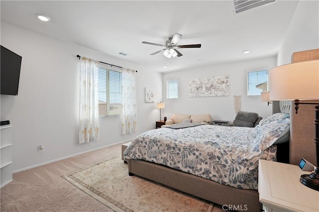 bedroom with carpet and ceiling fan