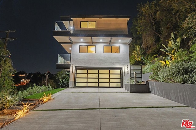 contemporary home with a garage