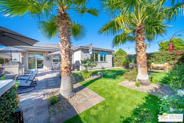 view of yard with area for grilling and a patio area