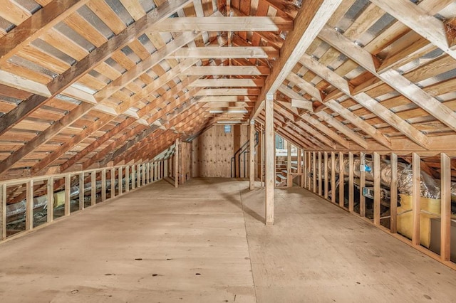 view of unfinished attic