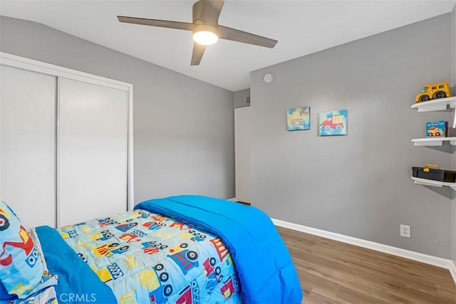 13621 Arcturus Ave, Gardena, CA 90249 - bedroom featuring wood finished floors, a closet, and ceiling fan