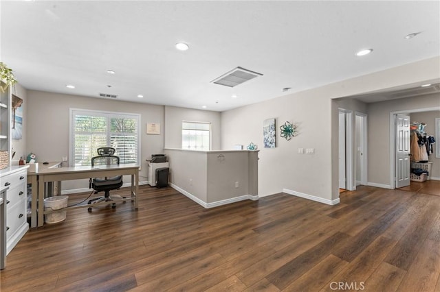 office featuring dark hardwood / wood-style flooring