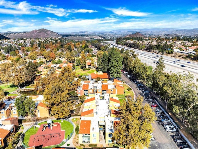 aerial view featuring a mountain view