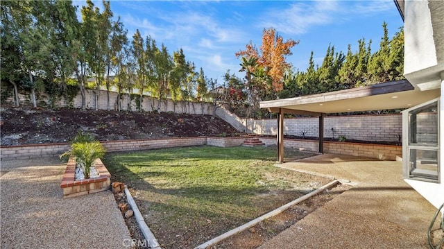 view of yard with a patio area