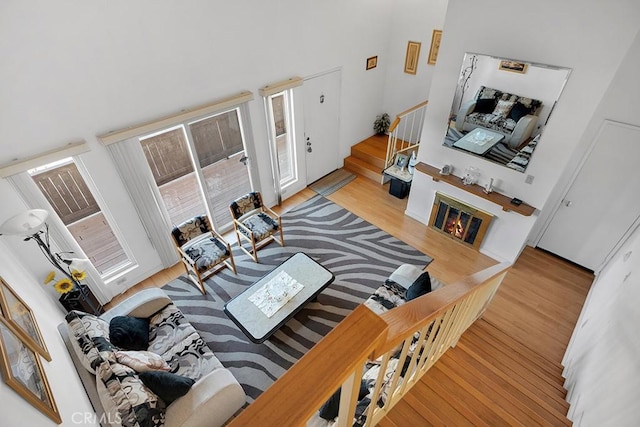 living room featuring light wood-type flooring