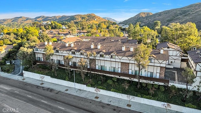 drone / aerial view with a mountain view