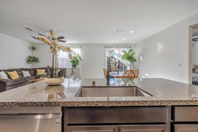 kitchen with light stone counters