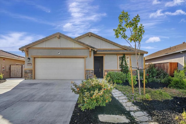 single story home featuring a garage