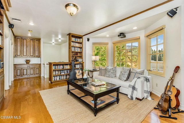 living room featuring light wood-type flooring