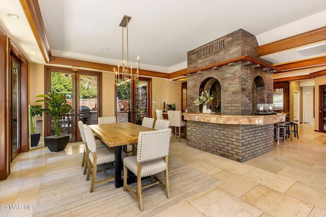 dining area with french doors