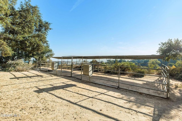 exterior space with an outbuilding