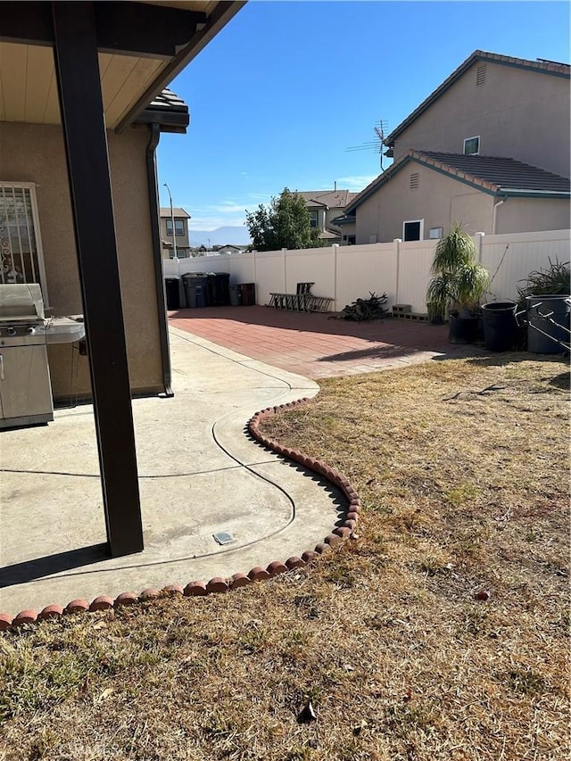 view of yard with a patio area