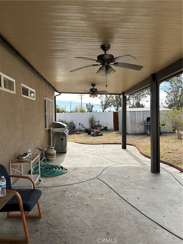 view of patio / terrace with ceiling fan