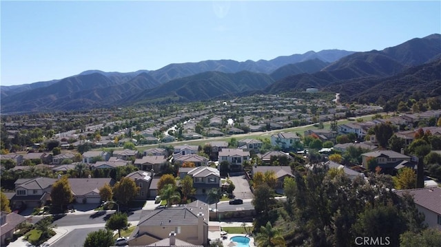 bird's eye view with a mountain view