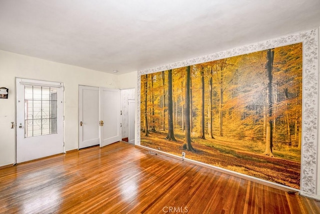 spare room with wood finished floors