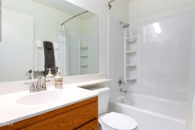 full bathroom with vanity, toilet, and shower / bath combo