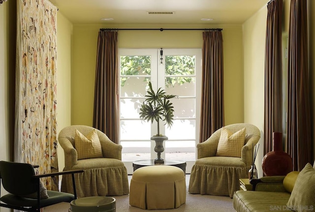 sitting room featuring carpet