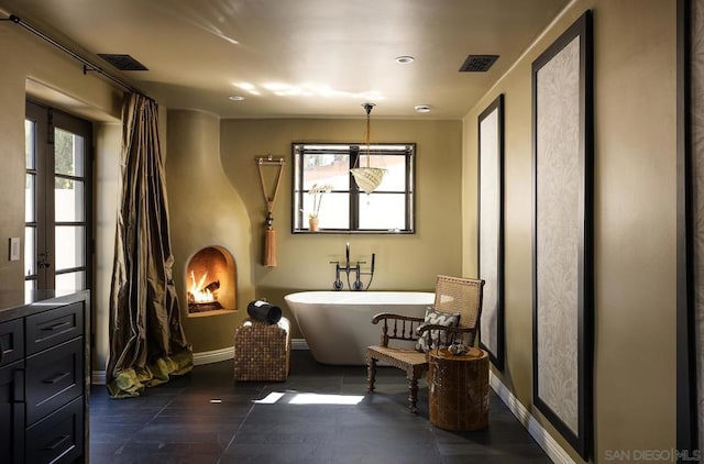 living area featuring dark hardwood / wood-style floors