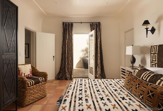 bedroom featuring light tile patterned floors