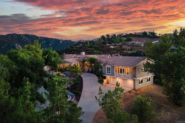 3256 Via Viejas, Alpine, CA 91901 - aerial view at dusk with a mountain view