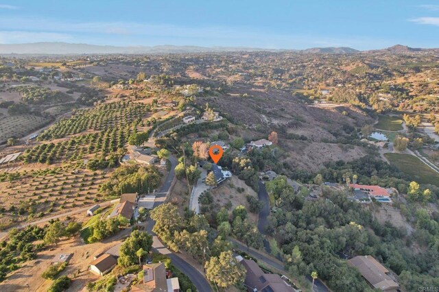 drone / aerial view with a mountain view