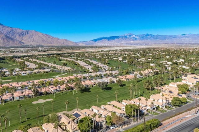 drone / aerial view featuring a mountain view