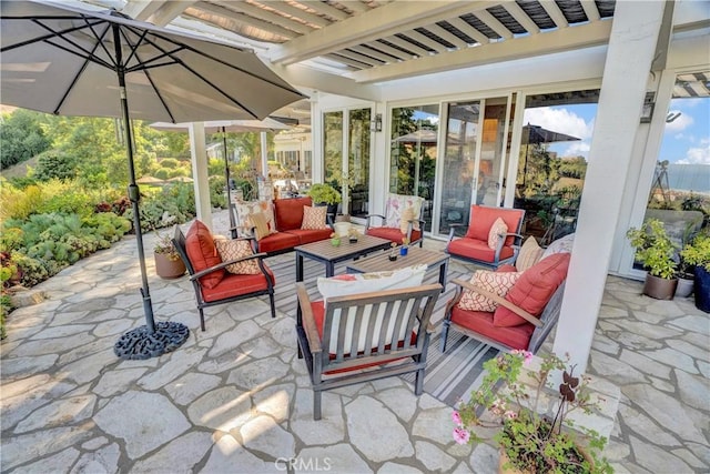 view of patio / terrace with an outdoor hangout area