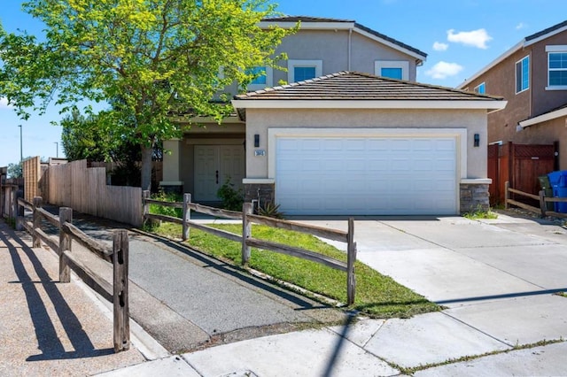 view of property with a garage