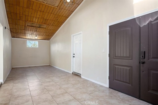 interior space with high vaulted ceiling