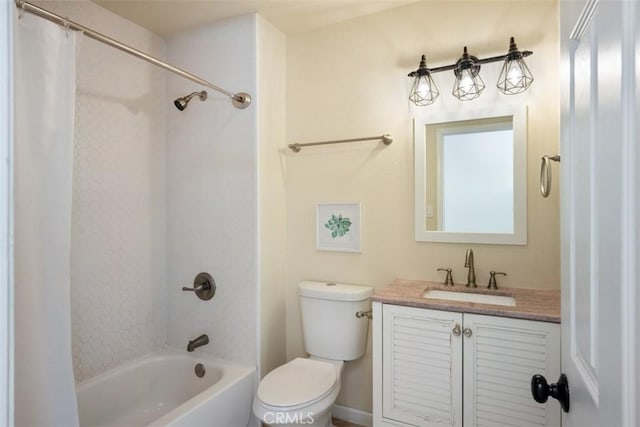 full bathroom with vanity, toilet, and shower / bath combo