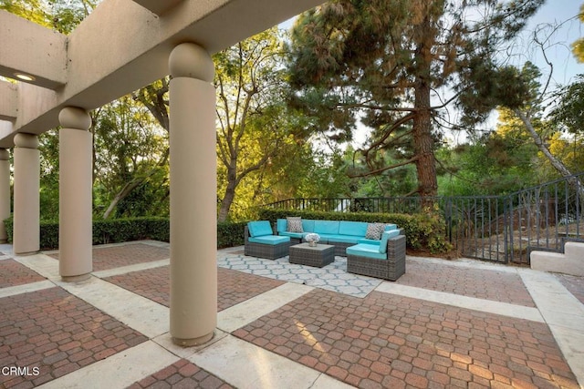 view of patio featuring an outdoor hangout area