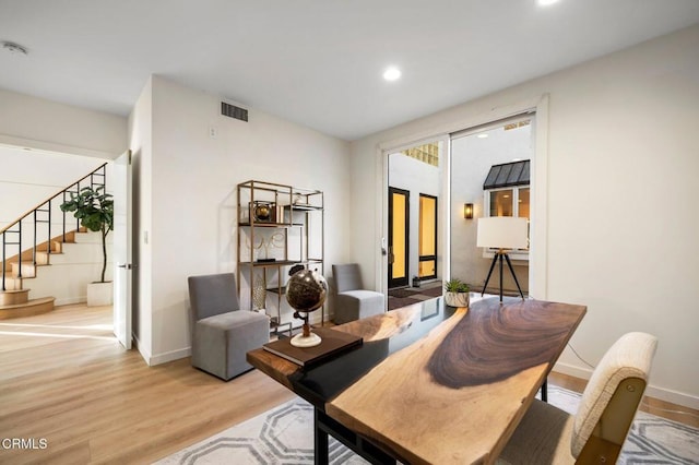 dining area featuring light hardwood / wood-style flooring