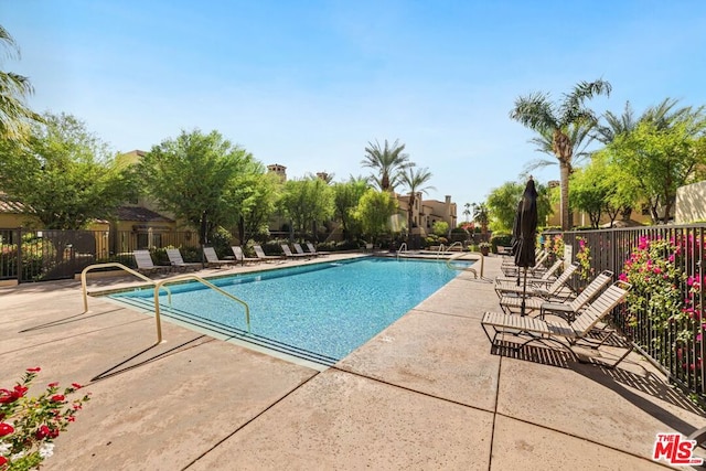 view of pool featuring a patio