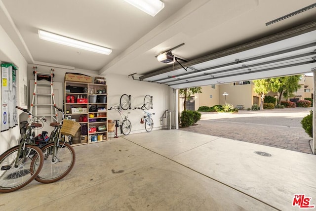 garage with a garage door opener