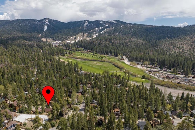 birds eye view of property with a mountain view