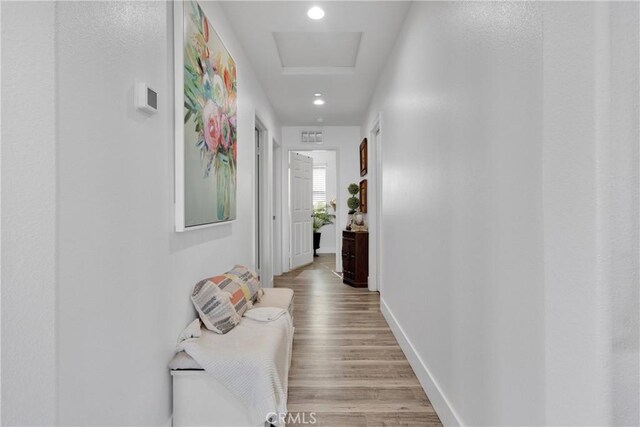 hall featuring light wood-type flooring