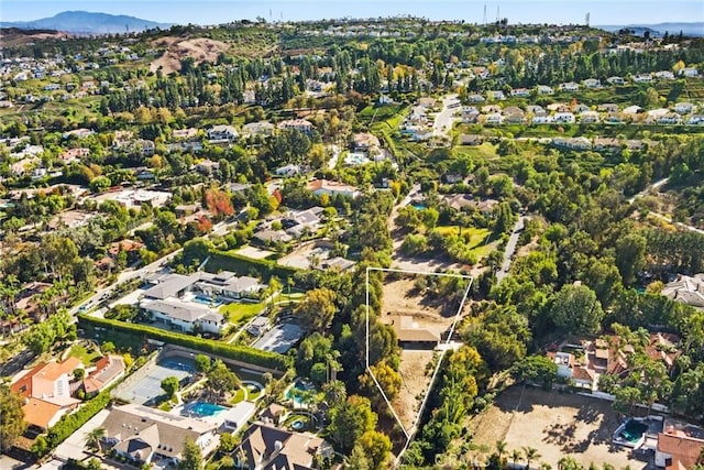 drone / aerial view featuring a mountain view